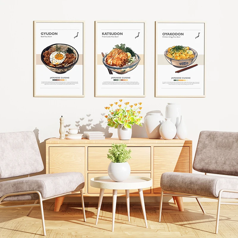 Japanese Food Poster Cuisine Sushi Ramen Yakitori Canvas Painting Wall Art Pictures for Kitchen Restaurant Decor No Frame