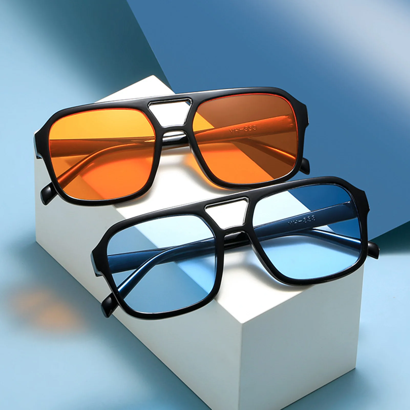 Classic Sun Glasses Shades Flat Top Tinted Square Large Frame Retro Style Shades for Sports Travel Fishing Cycling Picnic