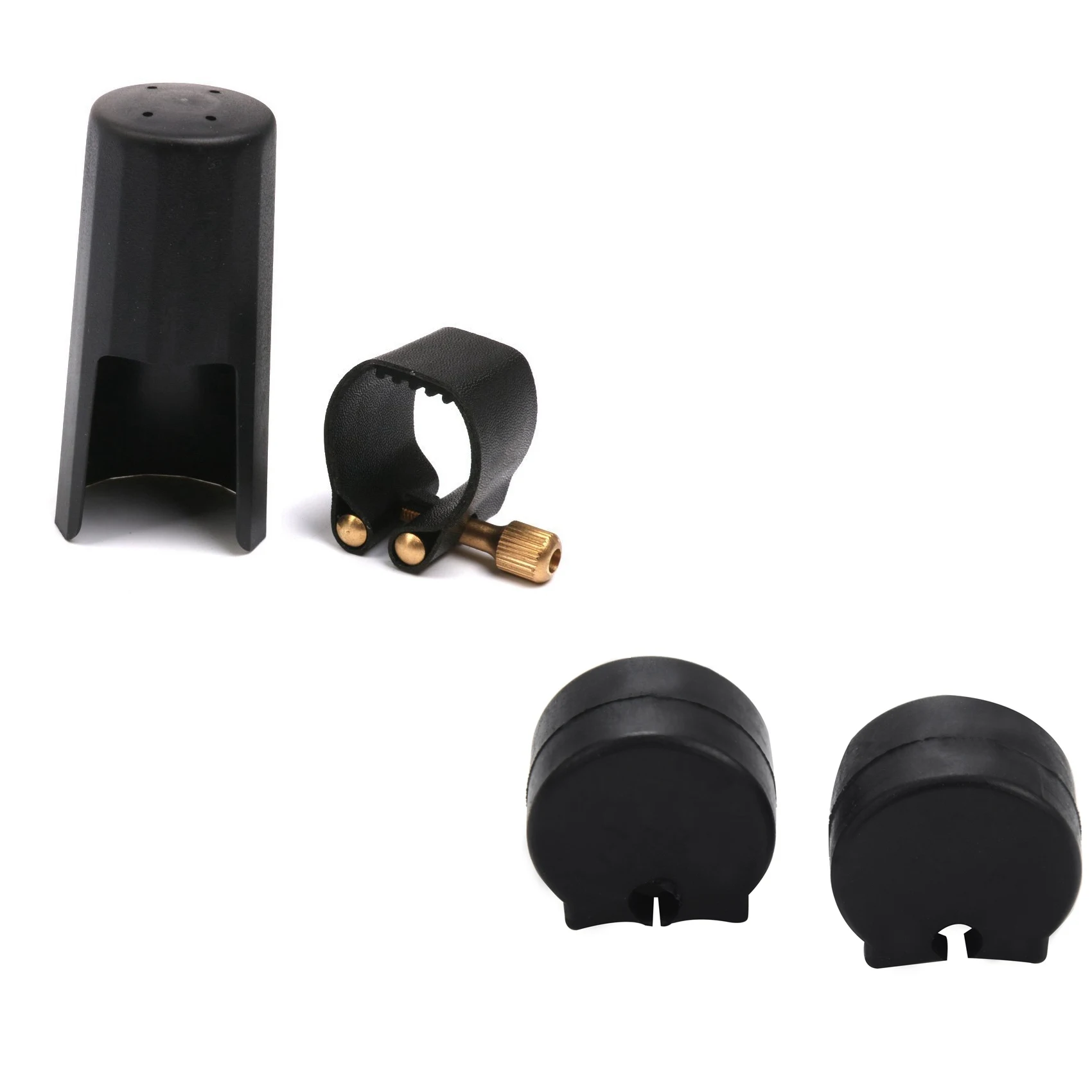 Plastic Clarinets Nozzle Cap with PU Ligature Black & Rubber Clarinet Black Resilient Thumb Rest Saver Cushion Pad