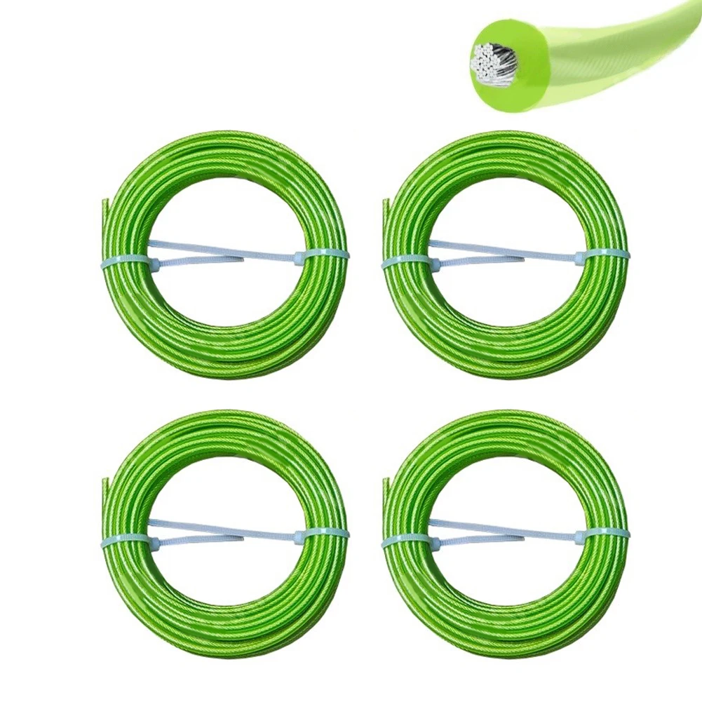 4pcs Lawn Mower Grass Head Nylon Steel Wire Grass Rope Heavy-Duty Steel Core Nylon Trimmer Line For Electric String Trimmers