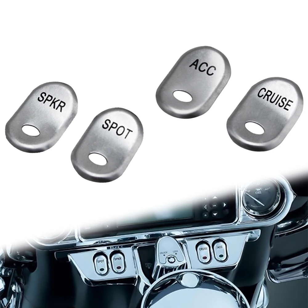 

Chrome For Harley Touring Electra Glide FLHT FLTR 1996-2013 4pcs Steel Motorcycle Rocker Panel Switch Button Covers Cap Kit