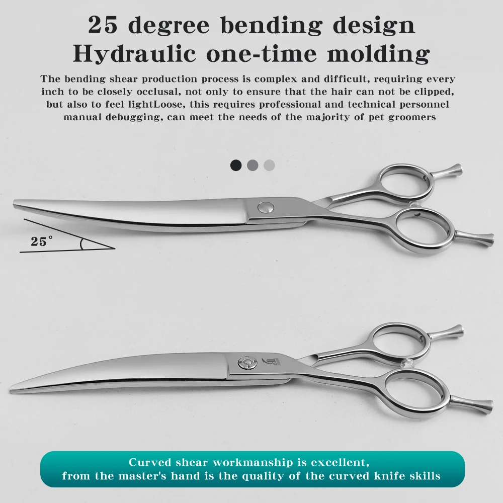 Left Hand Pet Beauty Scissors 7.25-inch Refined Cat and Dog Bending Scissors Fine Toothed Scissors, Natural Scissors beautician