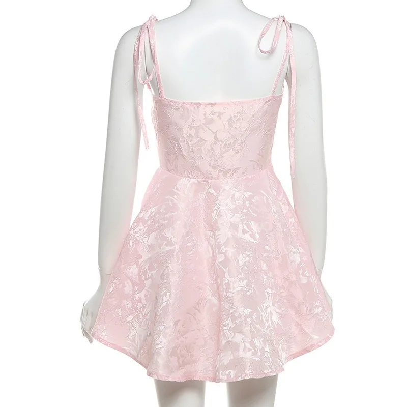 Moda Estate Camicie floreali Abiti corti Donna Canotta sexy Mini abito Silm Fit Tie up Camicia da fata Coquette Abiti casual Y2k