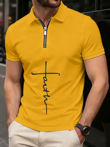 Minimalistisch colorblocked grafisch T-shirt Herenkleding Revers T-shirt met korte mouwen Eenvoudige ademende poloshirts voor heren Business Top