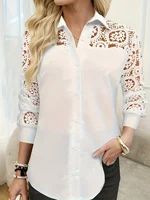 Tempérament ample femme chemise mode blouse décontractée élégant à manches longues femme chemise vacances week-end haut 2