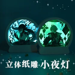 Anime Game Genshin Impact Scaramouche Cosplay Paper Carving Night Light Bedside Lamp Ornament Birthday Xmas Gift