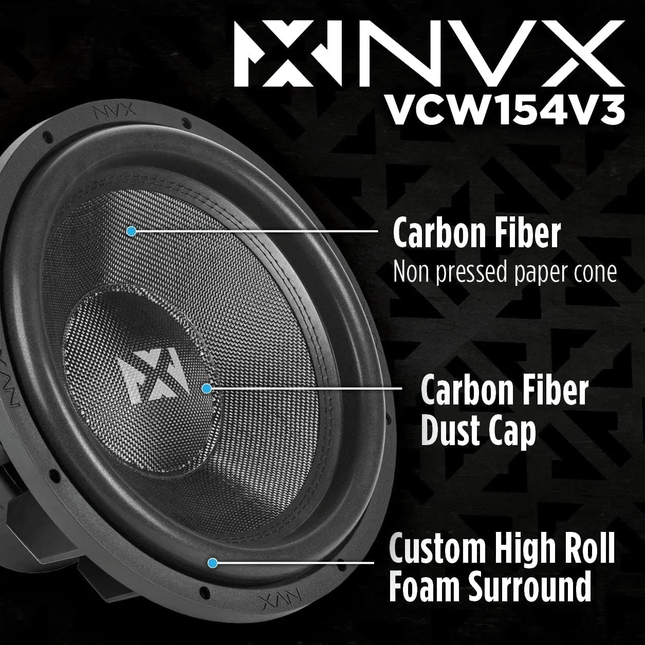 VCW154v3 15" 3000 vatios máx. (1500 W RMS) Subwoofer doble para automóvil serie VC de 4 ohmios (versión VCW154 3)