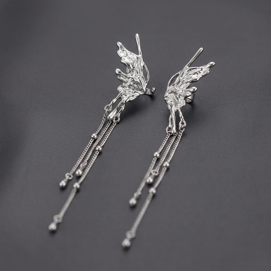 Butterfly Tassel Ear Clips for Non-Pierced Ears Elegant Alloy Hypoallergenic Design for Women