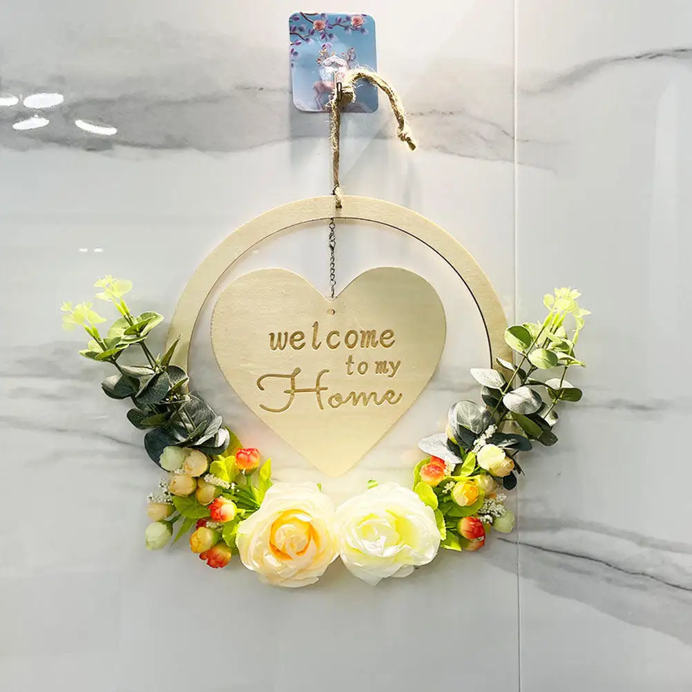 

1Pcs Wood Welcome Board Hanging Decor for Door Wall Entryway Porch Kitchen Shop Fresh Style Home Welcome Sign Board Rustic