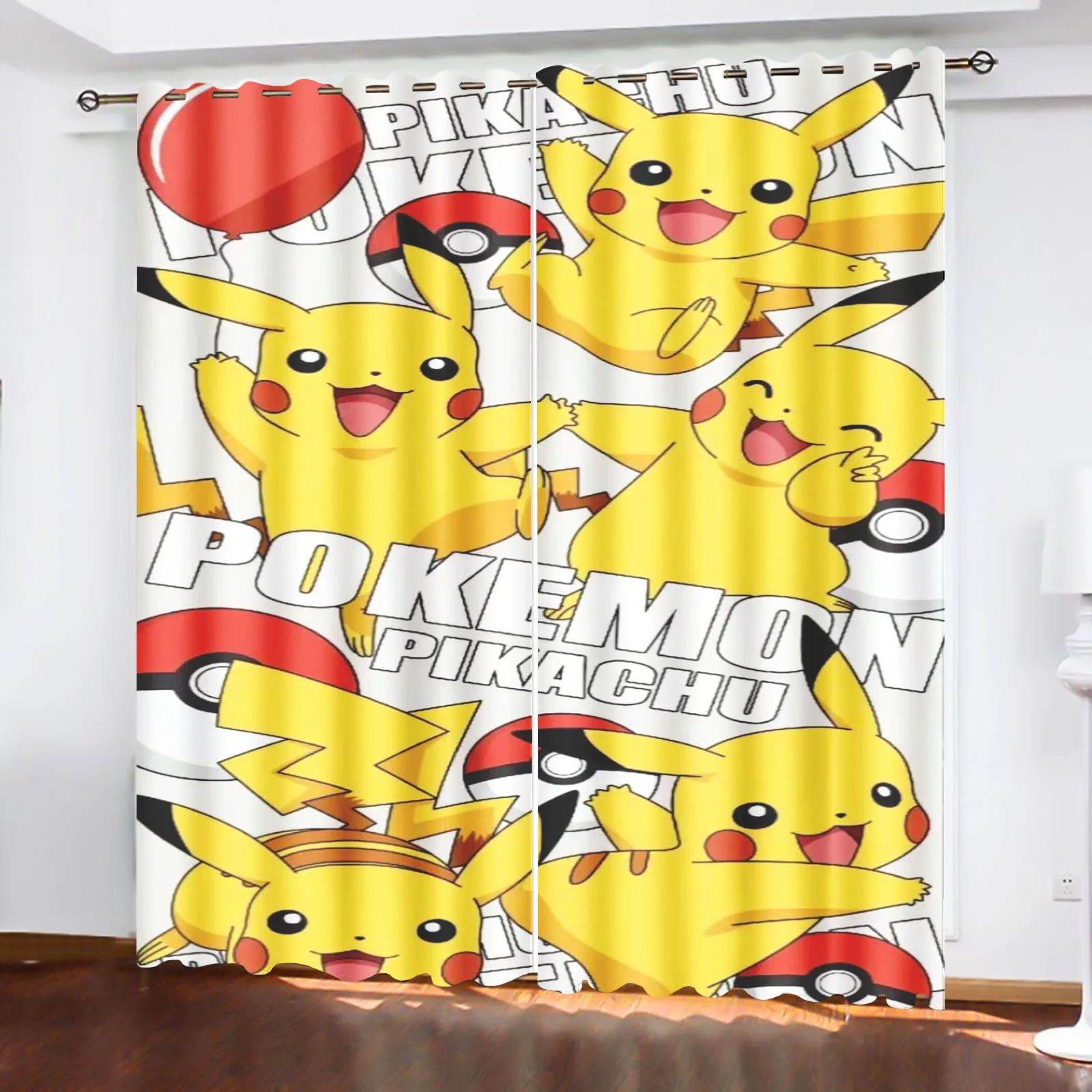 PokéMon Pikachu Printed Curtains For Living Room Bathroom Living Room Bedroom Blackout Curtains Drapes Dustproof Cartoon Cute