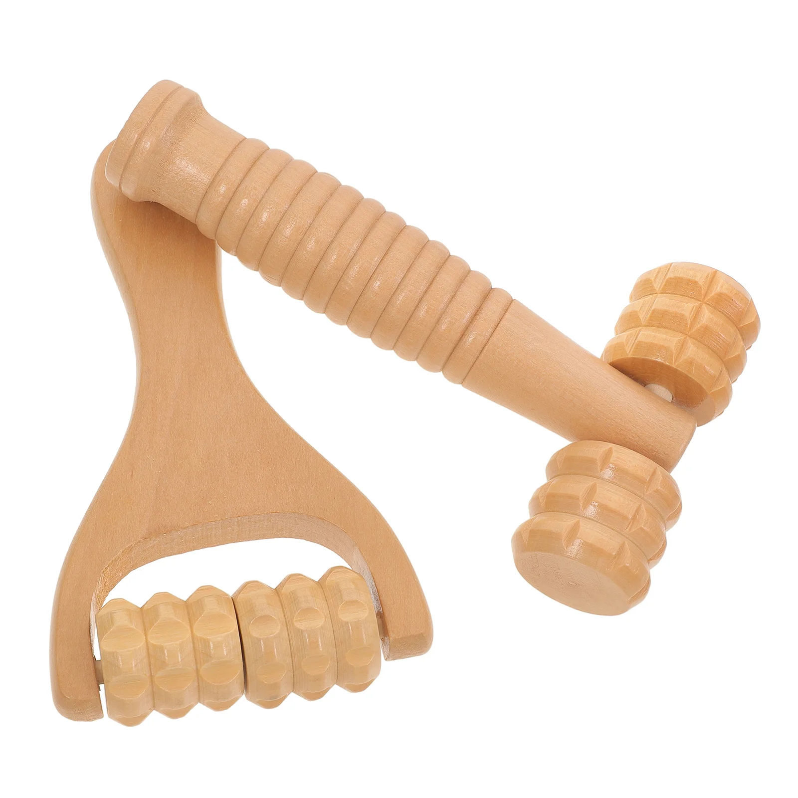 

2pcs Wooden Roller Massager Tools for Body Neck Back Foot Handheld Leg Relaxation Device Durable Wood Muscle Relief for Travel