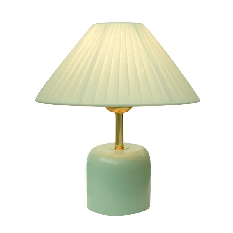 

Small table lamp bedroom ins Nordic style girl Internet celebrity bedside retro cute creative simple modern warm pleated