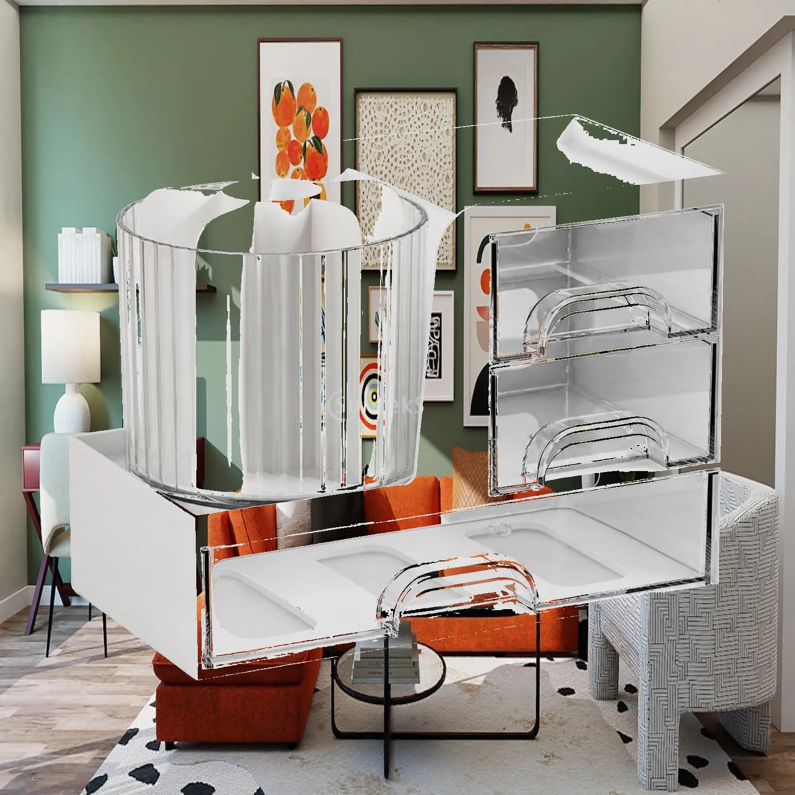 Desk Holder Multi-Functional Plastic Desktop Organizer with Drawers Desk Storage Holder with Pen Holder Space-Saving