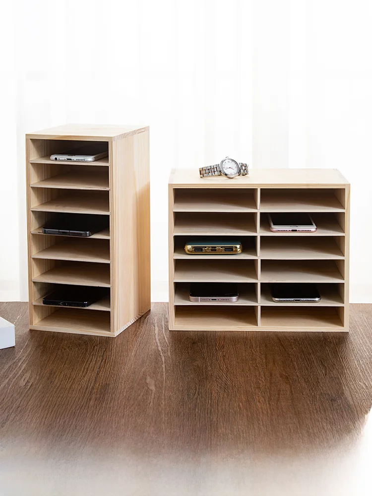 Desktop Mobile Phone Storage Box Meeting Phone Management Box Single Tempered Glass  Classification Organizer Rack
