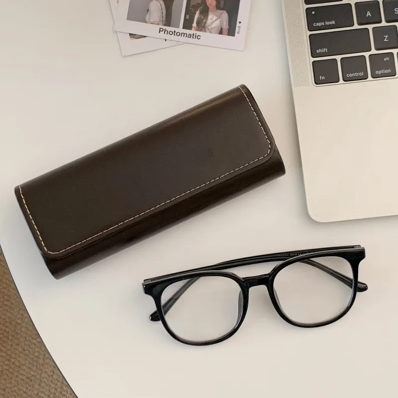 Minimalist Retro Glasses Case  Portable Travel Sunglasses Storage Pouch Brown Colour Ins Style Eyewear Organizer Bag Case Box