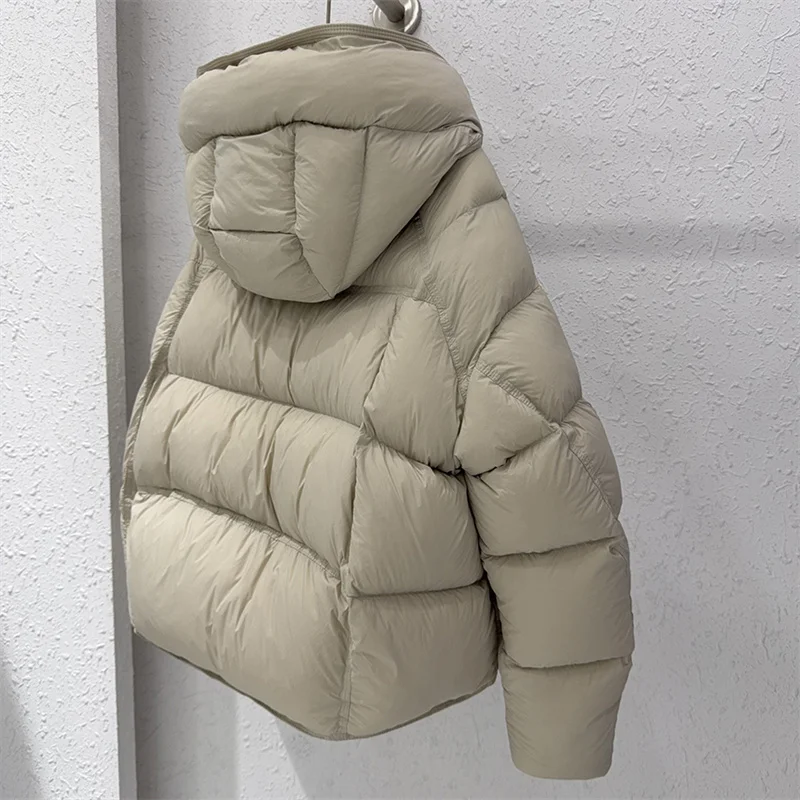 ZAROY Damen Winterjacke, verdickte warme Kapuzen-Baumwollparka, koreanischer Stil, einfarbig, vielseitig, lässiger kurzer Mantel, Schnee-Oberbekleidung, Winterjacke – Detail 12