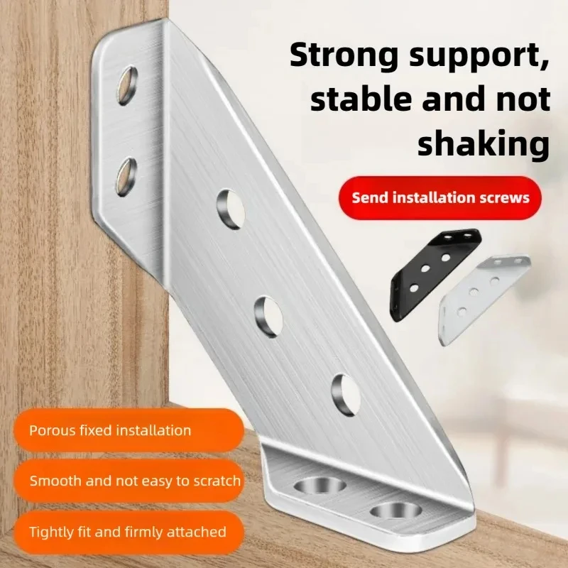 Trapezoidal Stainless Steel Shelf Bracket: Heavy-Duty Angle Joint with Screws to Strengthen Home & Office Furniture