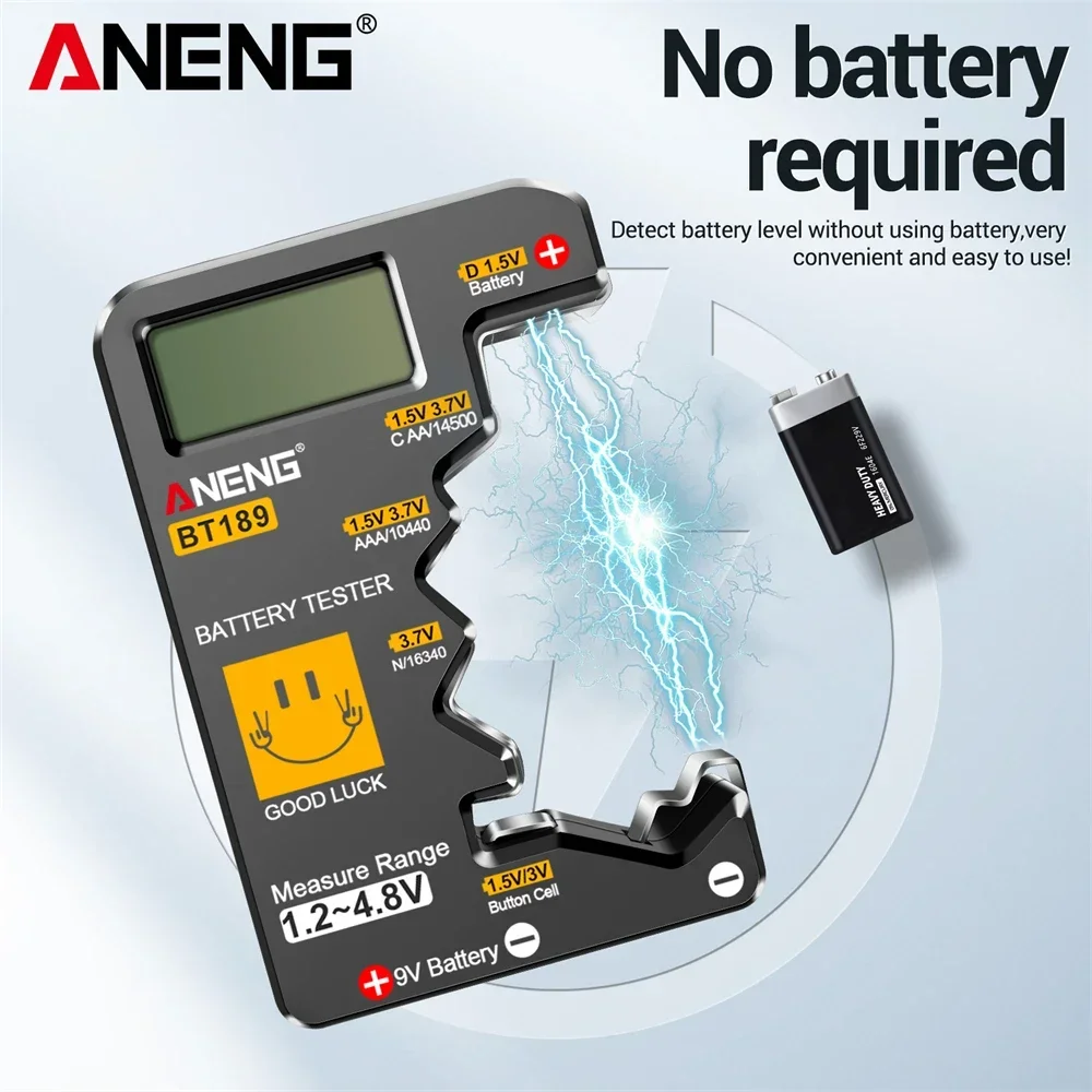 Battery Capacity Indicator Meter BT189 Digital Battery Tester LCD Display AAA AA Button Cell Volt Checker Tools