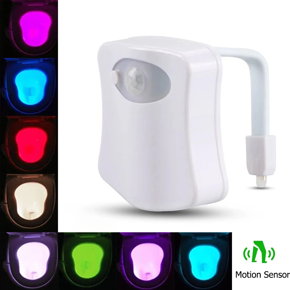 Colorful Toilet Lights PIR Motion Sensor LED Night Light Flexible Rod Washroom Lamp Battery Powered Lighting For Bathroom