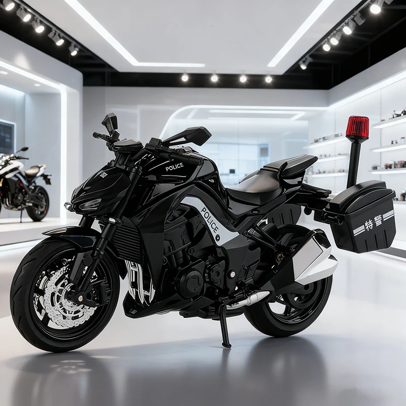 

1:12 Z1000 полицейский сплав, литая модель мотоцикла, коллекция транспортных средств, звуковой и свет, внедорожный мотоцикл, игрушечный автомобиль