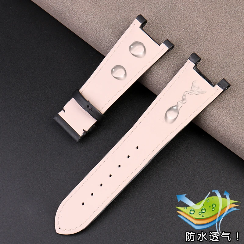 For Versace Large Dial Watch band VBR 8545 Notched Men\'s and Women\'s Genuine Leather Strap Accessories 26MM Calfskin Bracelet