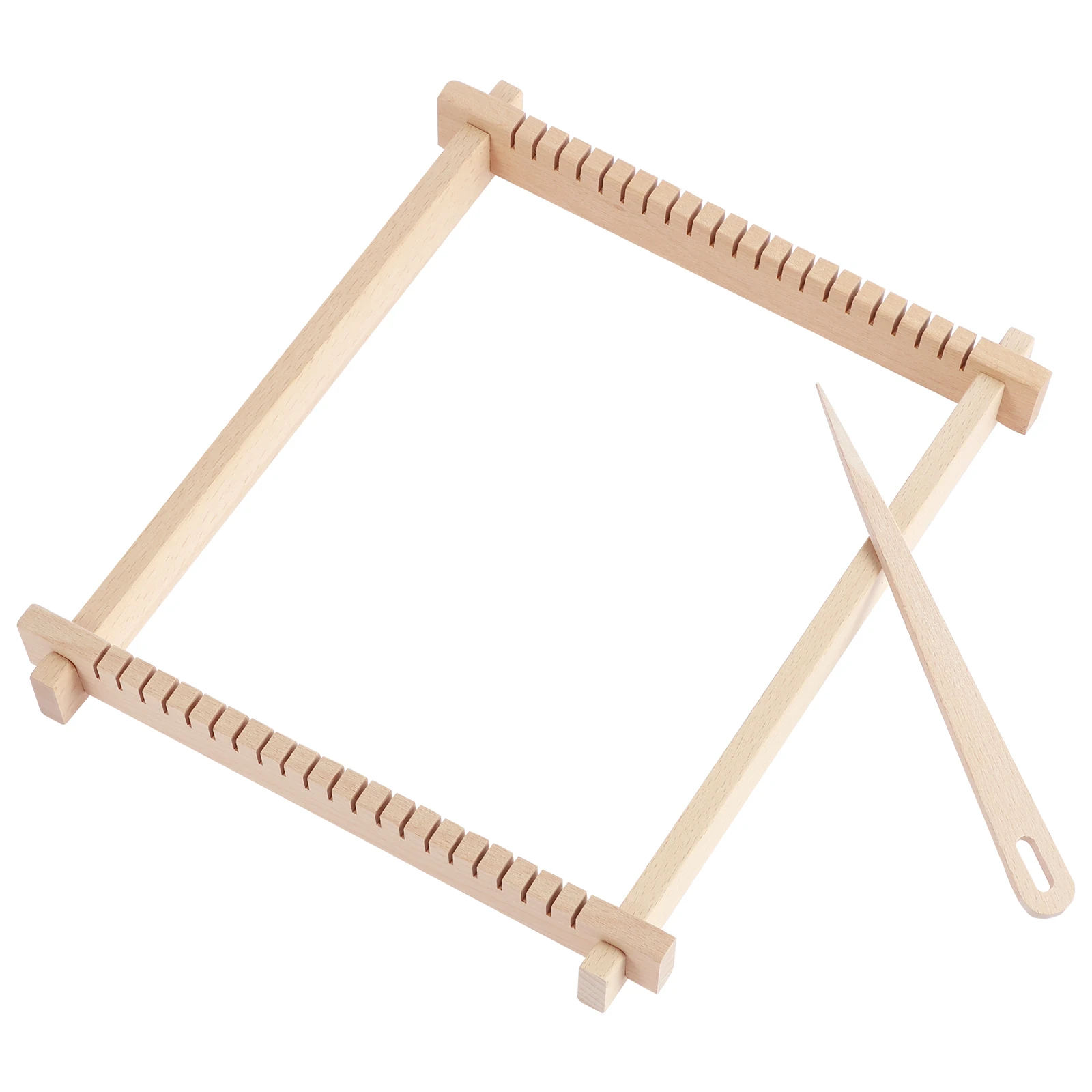 Weaving Loom Kit Wooden Weaving Frame Set with Big Eye Needle Hand Knitting Loom Multi-Craft Weaving Loom for Kids Beginner