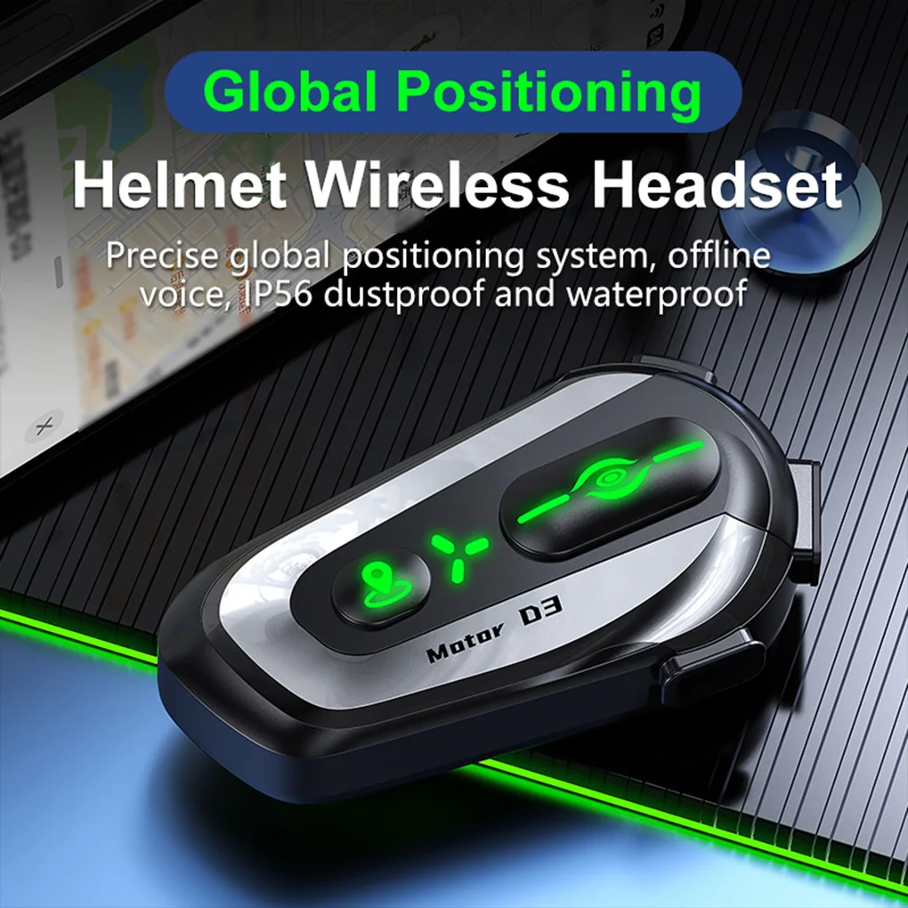 Motorcycle Helmet Bluetooth Headset Global GPS Tracking AI Voice Control Multi Rider Intercom Waterproof Noise Cancellation