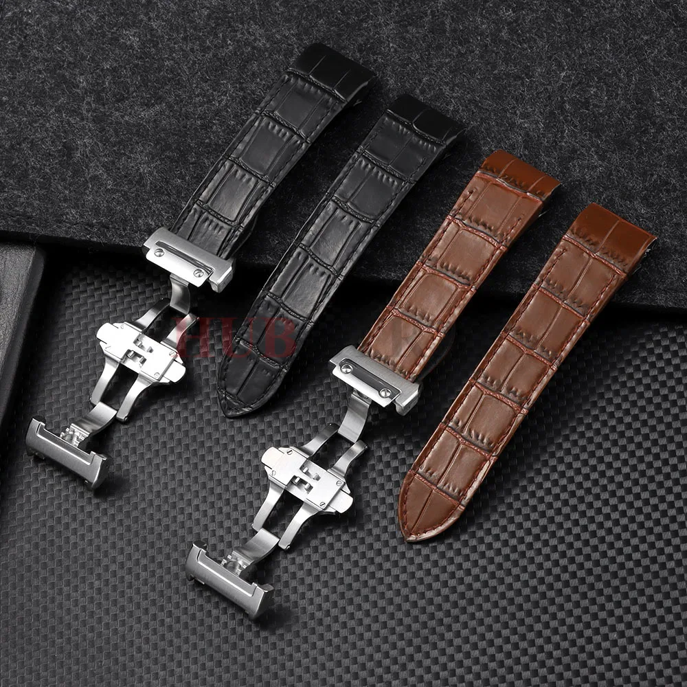 20mm 23mm High Quality Watch Band for Cartier Santos 100 Watch Strap Soft Cowhide Watchband for Men Women Folding Buckle Strap