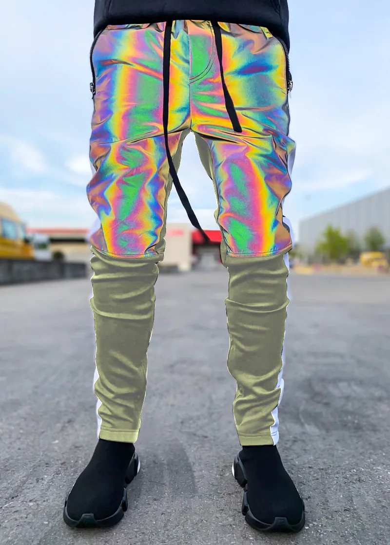 popular discount Hot new color reflective pants casual hip-hop hip-hop hip-hop leggings colorful reflective pants trend fashion