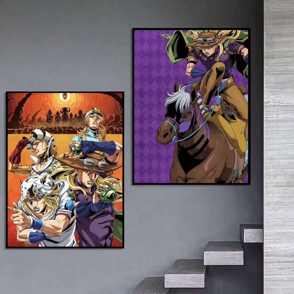 Classic JOJO-SBR Anime J-Jotaro K-Kujo  Poster Self-adhesive Art Waterproof Paper Sticker Coffee House Bar Room Wall Decor