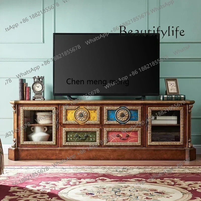 

D178 Y American Painted Solid Wood TV Cabinet Tea Table Wine Cabinet Sideboard Cabinet Size Chest of Drawers Supporting