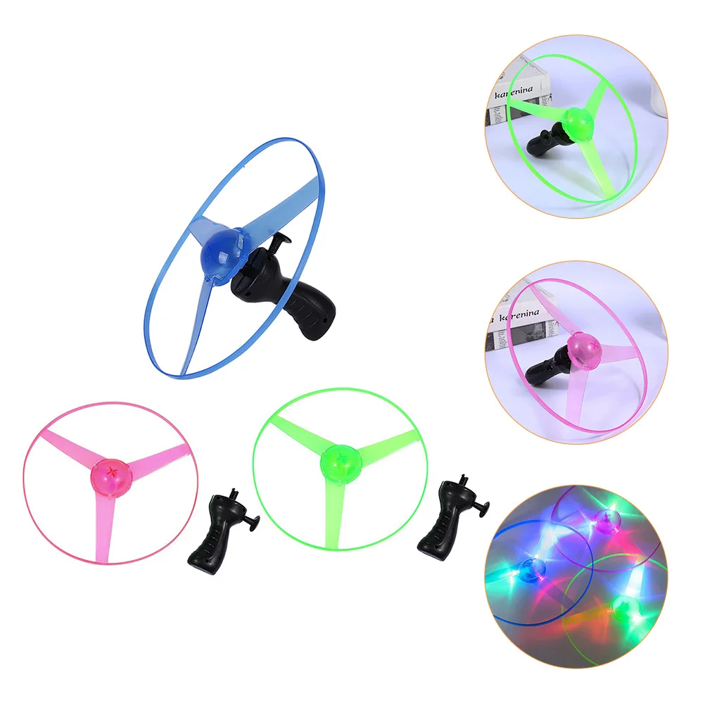 

3 Pcs Luminous Pull UFO Child Toy Educational Kids Glowing Aerial Disc Sky LED Flying Toys
