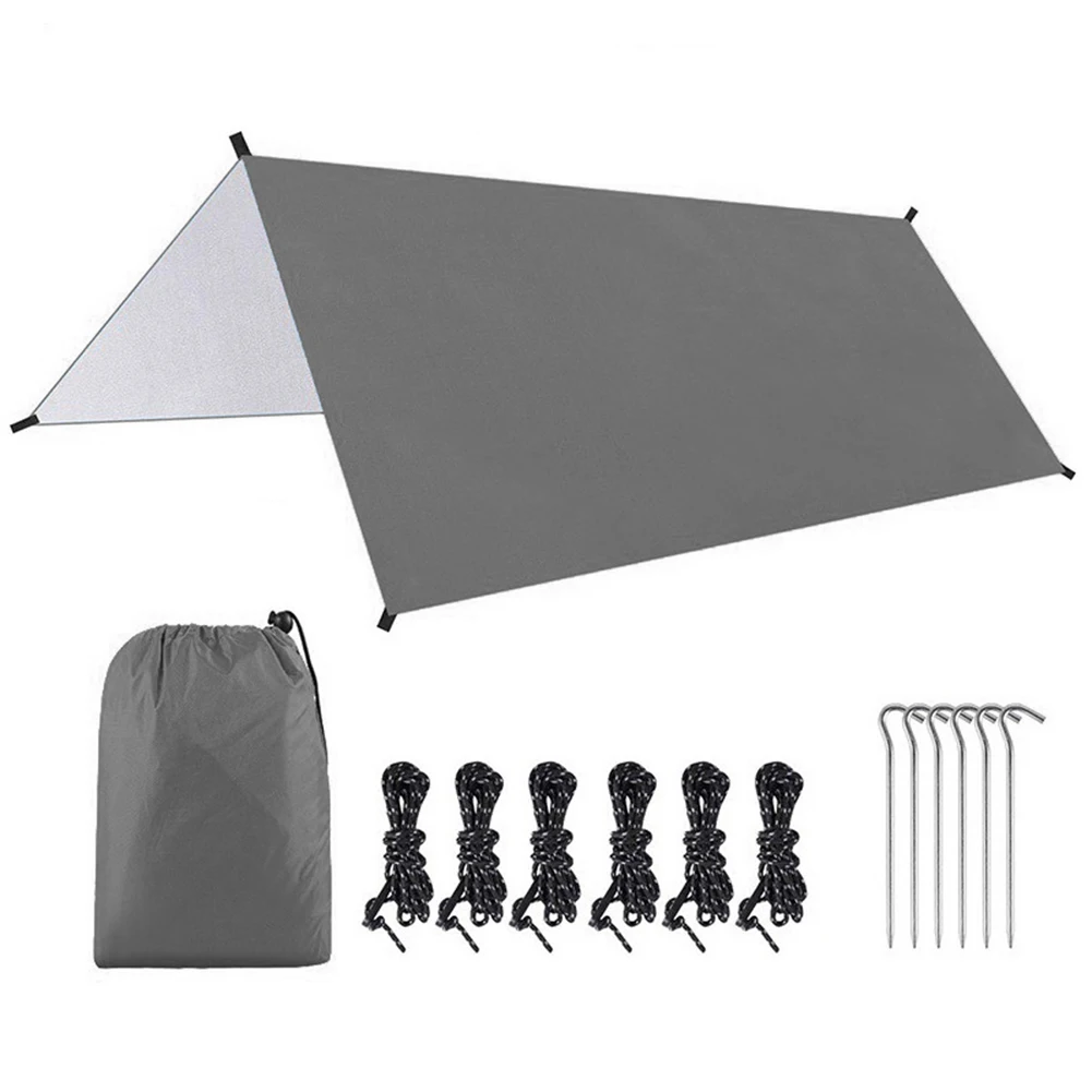 300cm Camping Tent Tarp Rain Fly with Nylon Rope and Spikes for Durable Waterproof Shelter Suitable for Hiking Fishing Camping