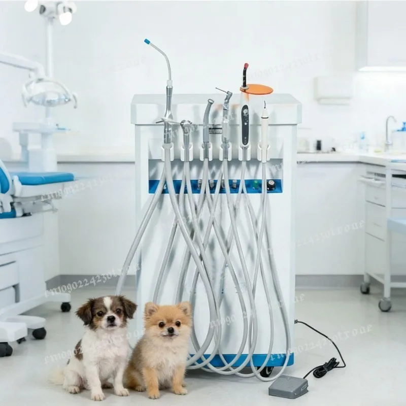 Portable Removable Cart Veterinary Dental Unit with Suction for Animal Teeth Cleaning Mobile Pet Dental Equipment