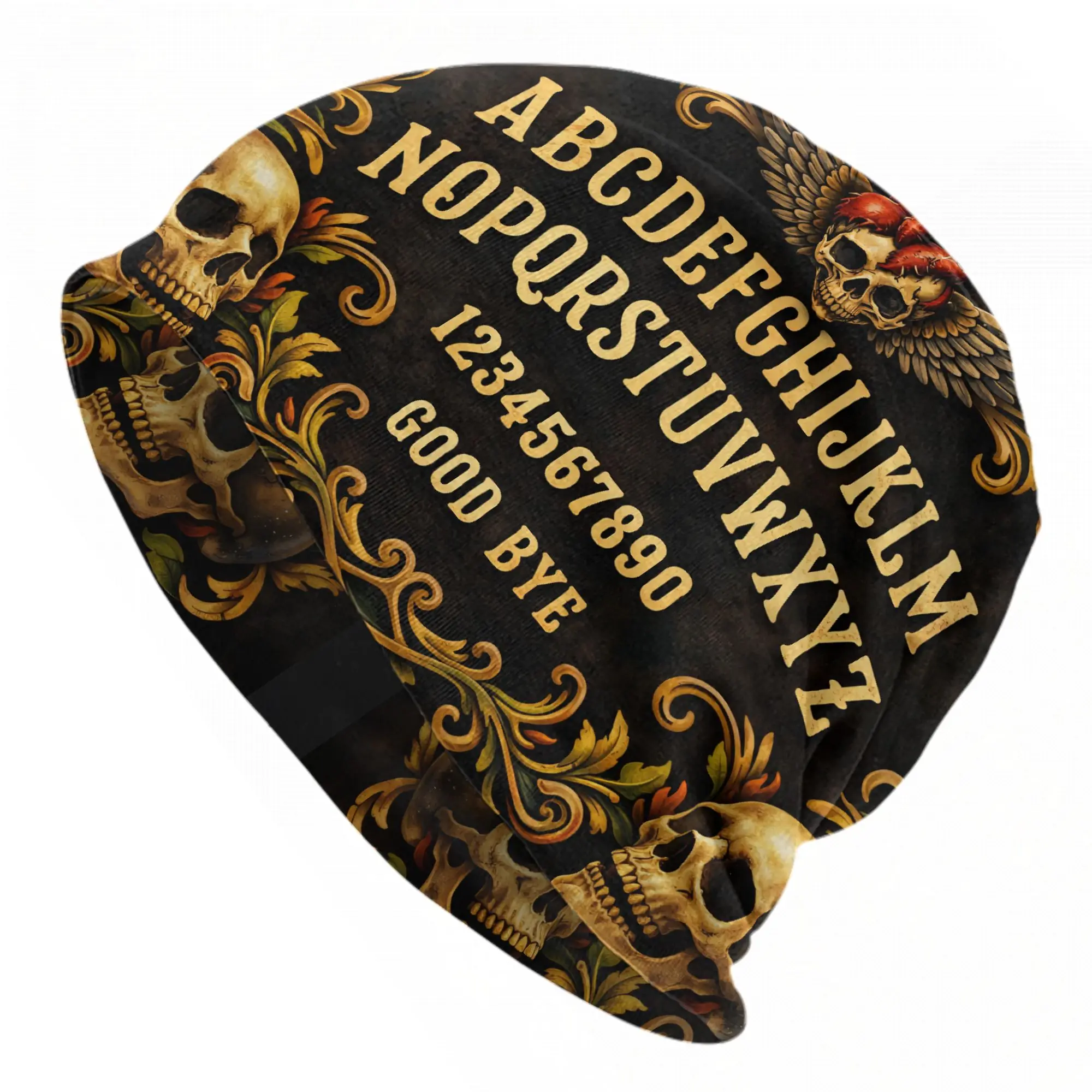 Ouija Board Bonnet Hats Goth Street Skullies Beanies Hats Halloween Skull for Men Women Spring Dual-use Caps