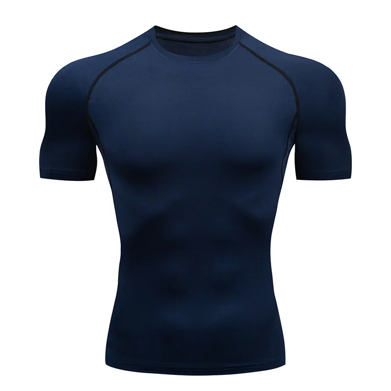 Men Running Compression Shirts Quick Dry Soccer Jersey Fitness Tight Sportswear Rash Guard Athletic Gym Sport Short Sleeve Shirt