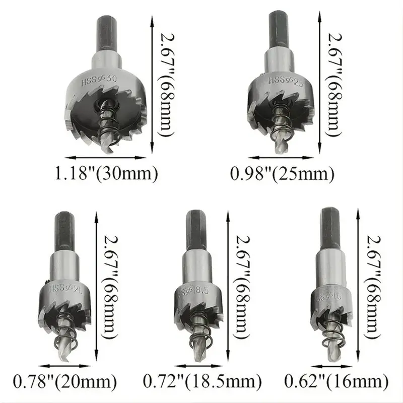A7THK-High-Speed-Steel Hole Opener Hole Saw Kit Drill Bit Set For Metal Steel Aluminum Plastic&Wood