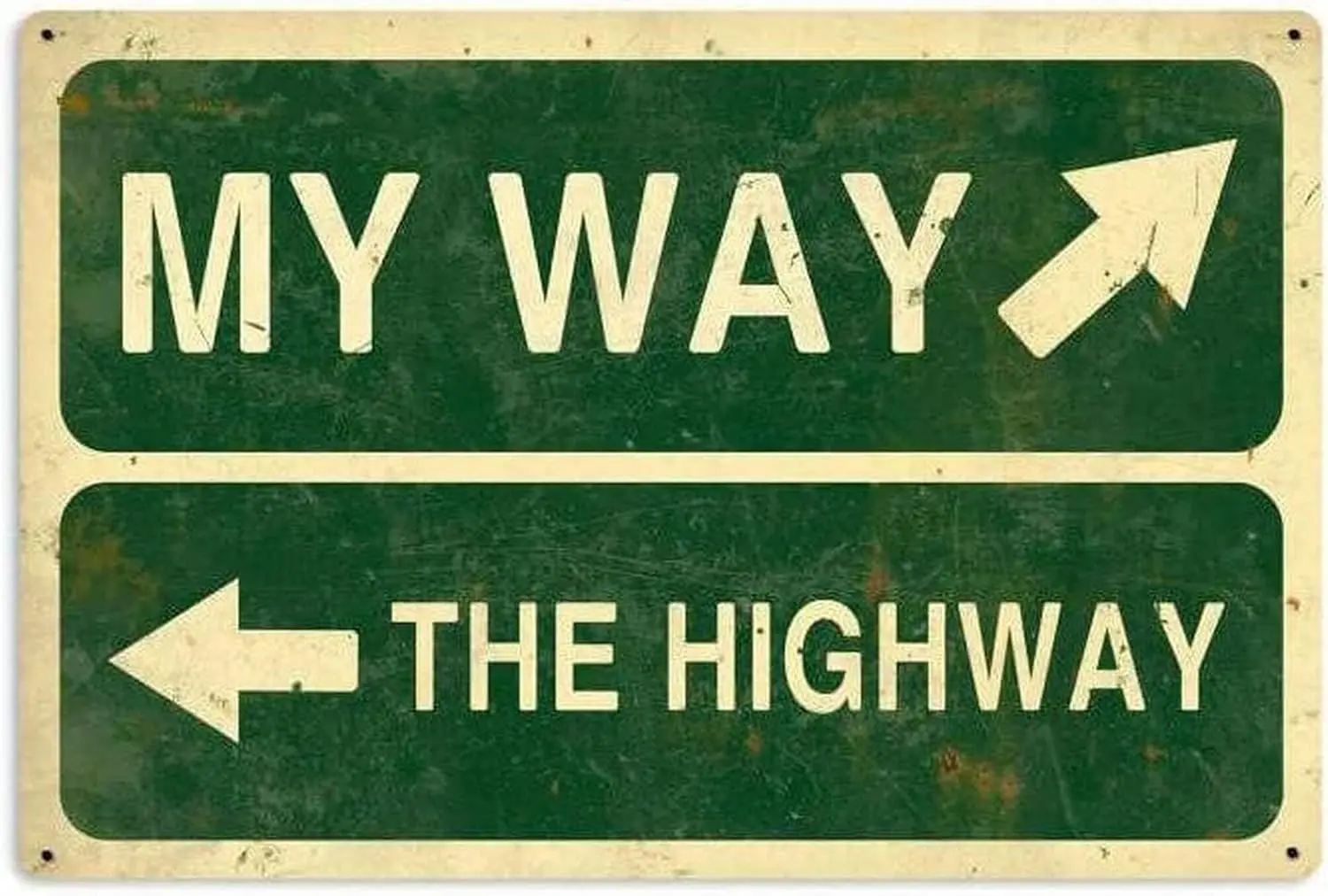 HomDeo Vintage Funny Tin Signs My Way Highway Retro Metal Sign Retro Wall Deocr