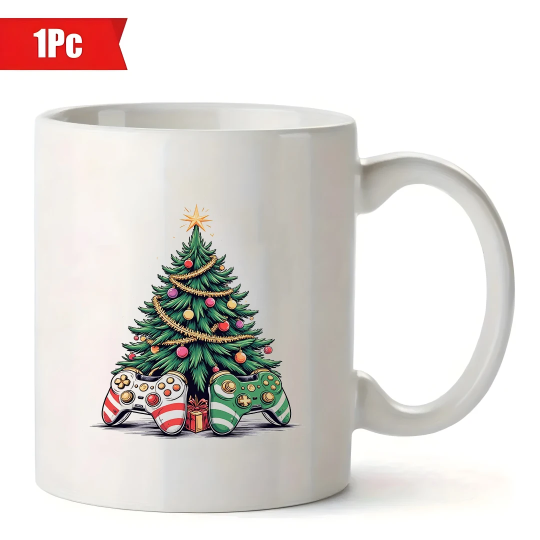 Tazas de 11 oz + Tema de árbol de Navidad de dibujos animados + Taza para niños Regalo de Navidad para parejas de oficina familiar Conjunto de regalo creativo
