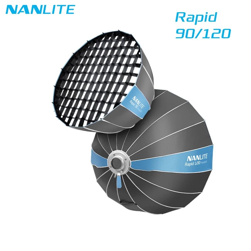 NANLITE Rapid 90CM 120CM Parabolic Softbox Quick Installation with Bowens Mount for Photography Live  Fill Light Accessories