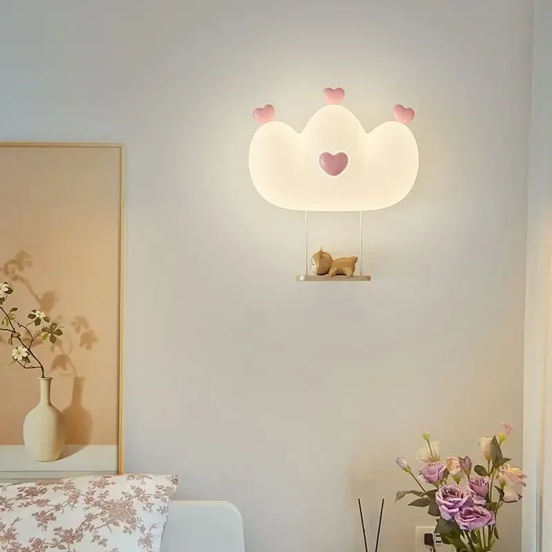 Landscape wall bedside lamp Bedroom staircase light Back boy girl crown bedroom children's room wall lamp