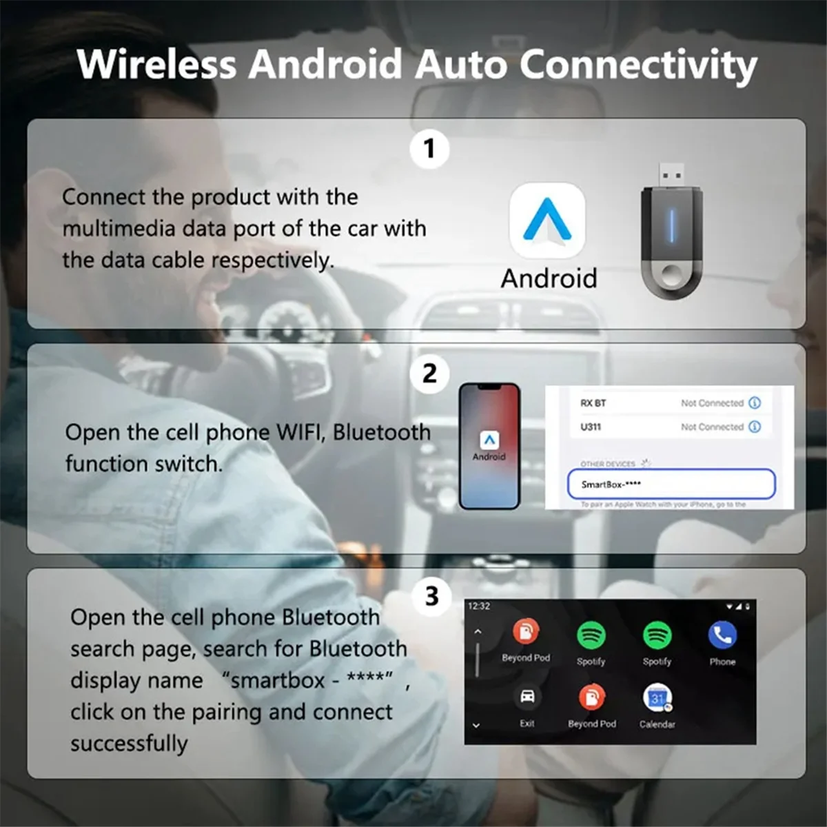 

BABQ! New Mini Wireless CarPlay Android Auto Wireless Adapter Smart 2in1 Box for Auto