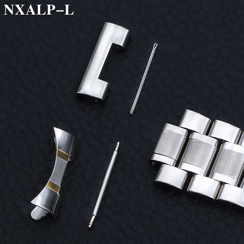 منحني نهاية الفولاذ المقاوم للصدأ حزام (استيك) ساعة ل ل لونجين 18 مللي متر 20 مللي متر 22 مللي متر 24 مللي متر الصلبة سوار معدني فراشة المشبك العالمي معصمه