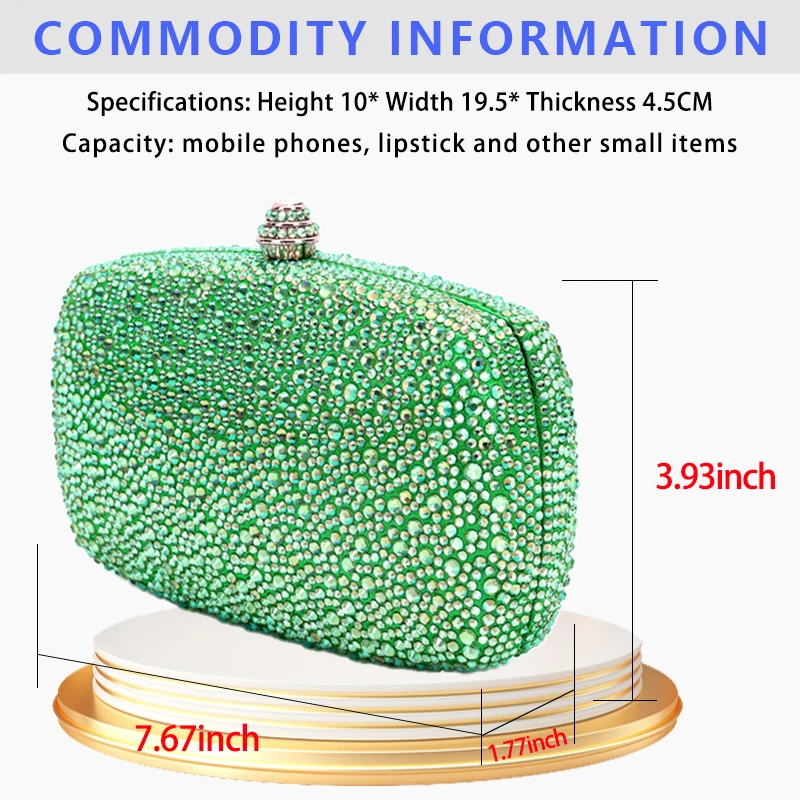 2024 Latest Diamond Evening Bag Wedding Party Rhinestone Clutch Bag Christmas Gift Crossbody Women Stone Mini Dinner Bag