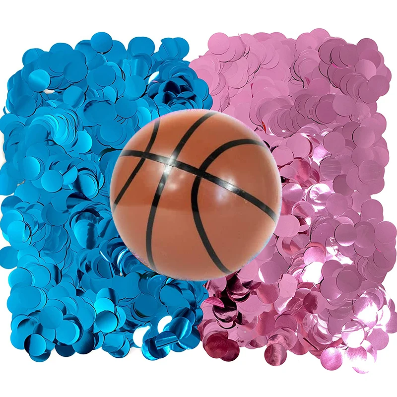 Gender Reveal Powder Basketball with Blue & Pink Exploding Sequins Kit Baby Boys Girls Ultimate Party Gift Decorations Supplies