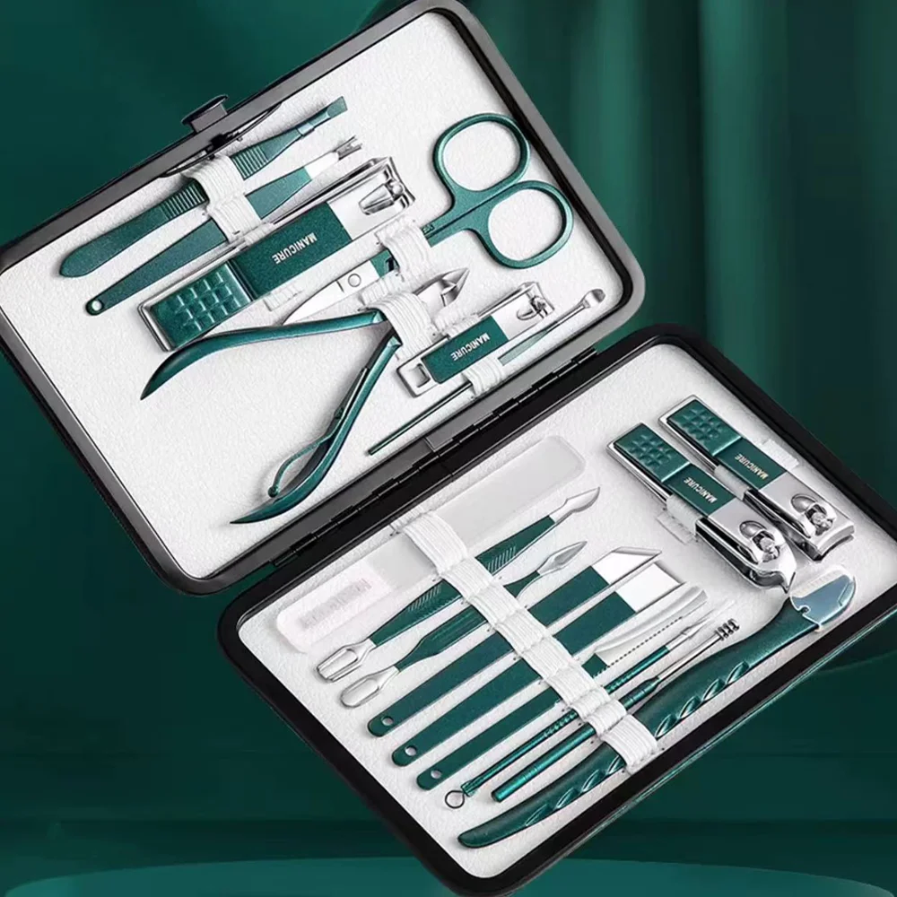 

Новые 18p зеленые ножницы для ногтей, набор бытовых высококачественных мужских и женских специальных кусачек для ногтей, маникюрные косметические инструменты, портативный маникюр