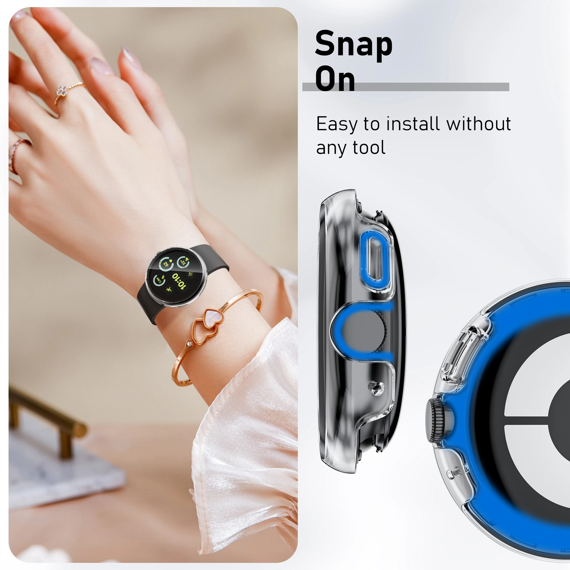 Tempered Glass+Case for Google Pixel Watch 3 45mm Screen Protector Cover PC Frame Accessories for Google Pixel Watch 3 2 1 41mm