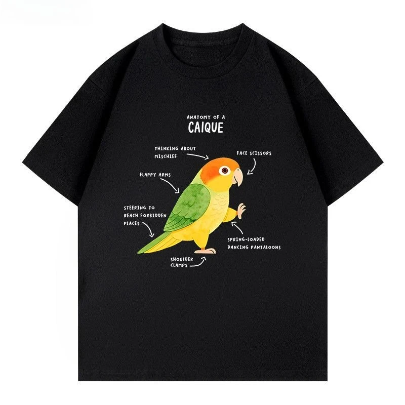 الببغاء كايك غسلها ومستخدمة متعة الحيوان مطبوعة تي شيرتات قصيرة الاكمام الأمريكية الرجعية الرجال والنساء فضفاضة تنفس القمم