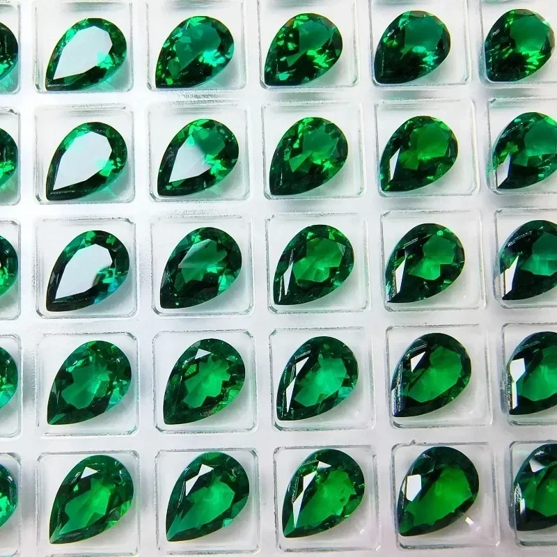 

Lab Grown Zambian Emeralds Pear Cut Hydrothermal Hand Cutting for Jewelry Making Rings Material Selectable AGL Certificate