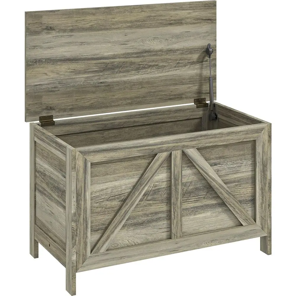 

30 Grey Storage Bench with LED-lit Top and 100° Hinge, Ideal for Bedroom, Entryway, Living Room